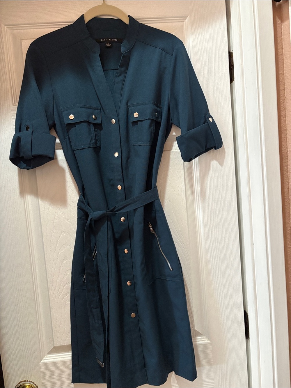 Zac & Rachel Teal/ocean blue Midi Shirt Dress with Belt
